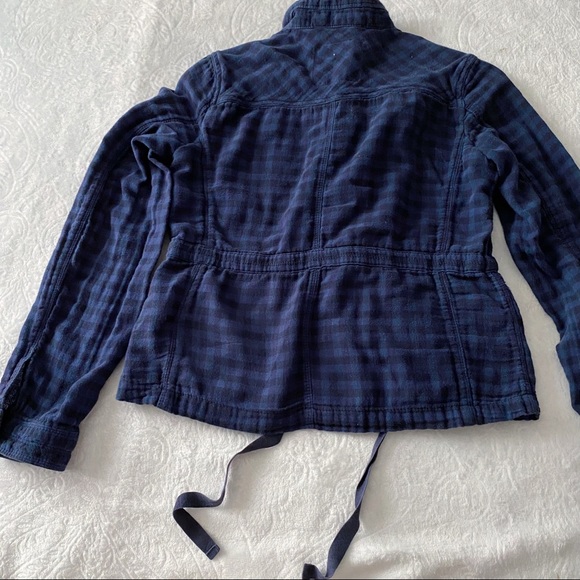 AEO Dark Blue Plaid Fitted Jacket - Picture 8 of 11